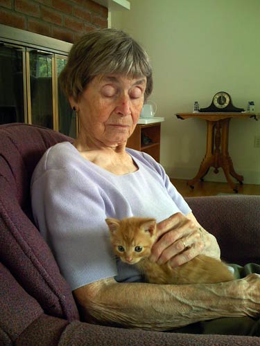 Grandma with Simon the cat